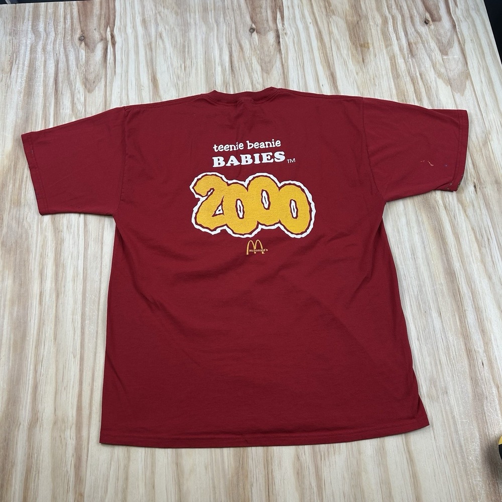 Y2K McDonald's Teenie Beanie Babies 2000 Promo T Shirt Red Men's XL